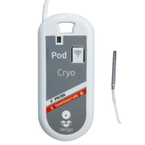 Afbeelding van JRI Verigo POD Cryo Bluetooth temperatuur datalogger met externe lagetemperatuursonde